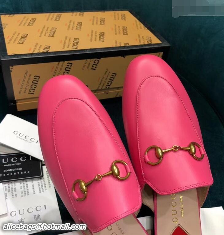 Unique Grade Gucci Princetown Leather Slipper 557730 Fuchsia