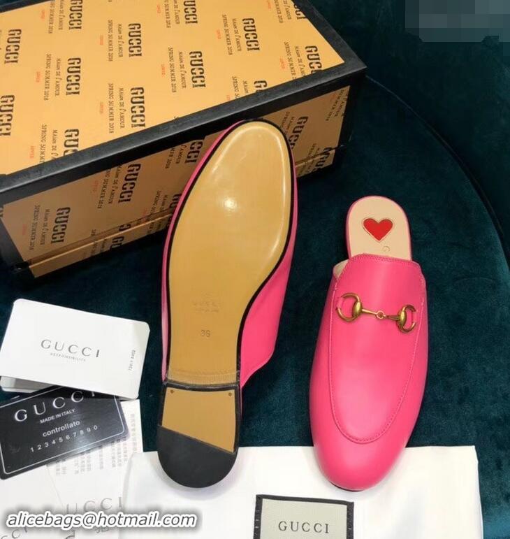 Unique Grade Gucci Princetown Leather Slipper 557730 Fuchsia