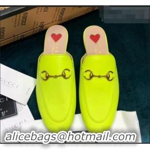 Buy Cheap Gucci Princetown Leather Slipper 557730 Lemon Yellow