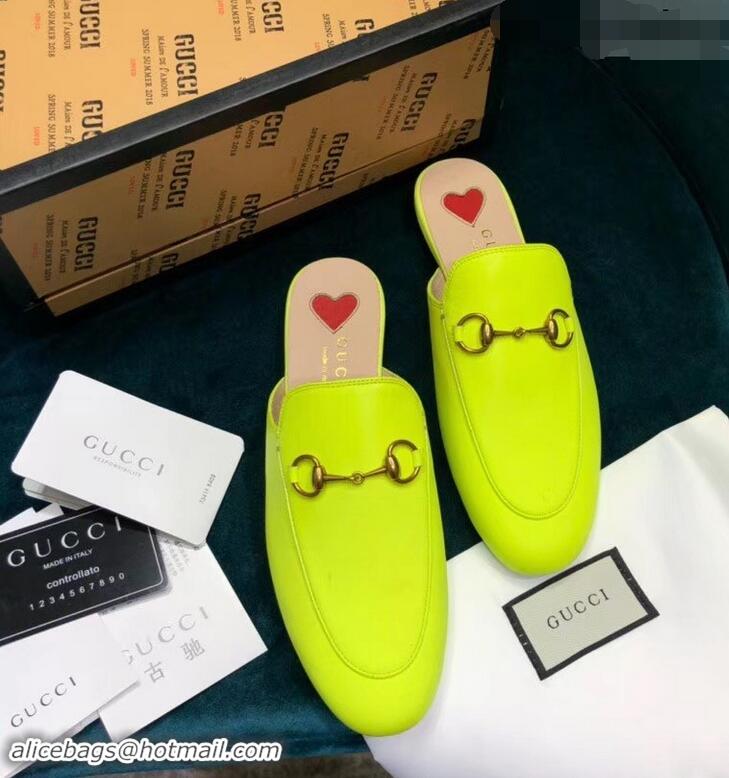 Buy Cheap Gucci Princetown Leather Slipper 557730 Lemon Yellow