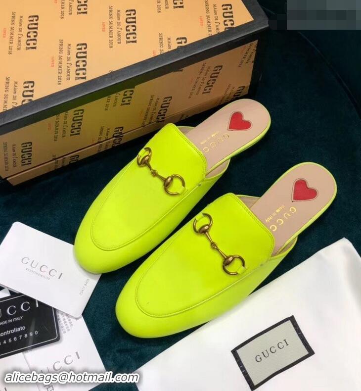 Buy Cheap Gucci Princetown Leather Slipper 557730 Lemon Yellow