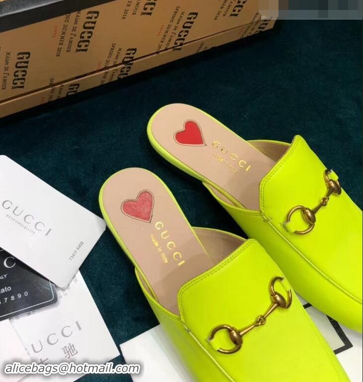 Buy Cheap Gucci Princetown Leather Slipper 557730 Lemon Yellow