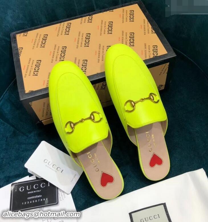 Buy Cheap Gucci Princetown Leather Slipper 557730 Lemon Yellow