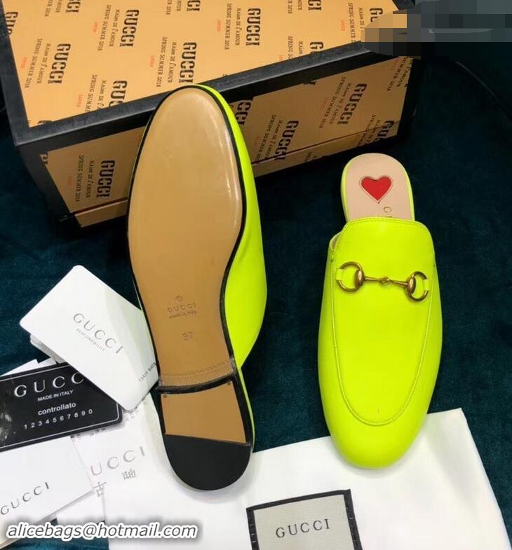 Buy Cheap Gucci Princetown Leather Slipper 557730 Lemon Yellow