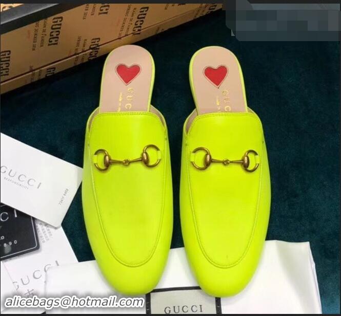 Buy Cheap Gucci Princetown Leather Slipper 557730 Lemon Yellow