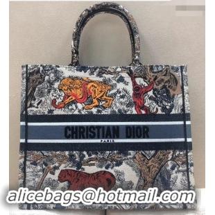 New Design Dior Book Tote Bag In Toile de Jouy motif Embroidered CD41001 Multicolor 2019