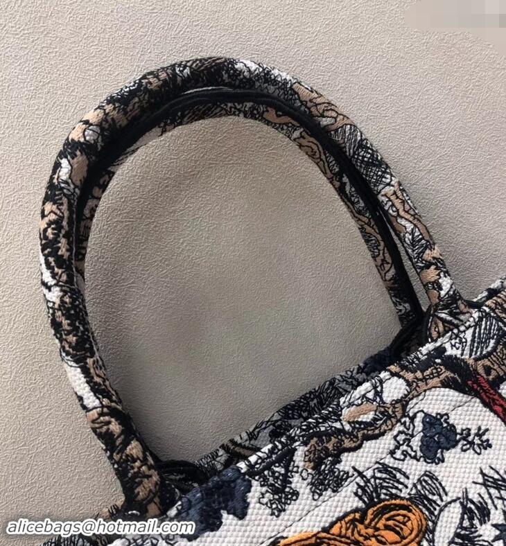 New Design Dior Book Tote Bag In Toile de Jouy motif Embroidered CD41001 Multicolor 2019