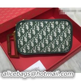 Good Product Dior Diorquake Clutch in Oblique Jacquard Canvas 500511 Green 2019