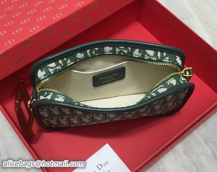 Good Product Dior Diorquake Clutch in Oblique Jacquard Canvas 500511 Green 2019