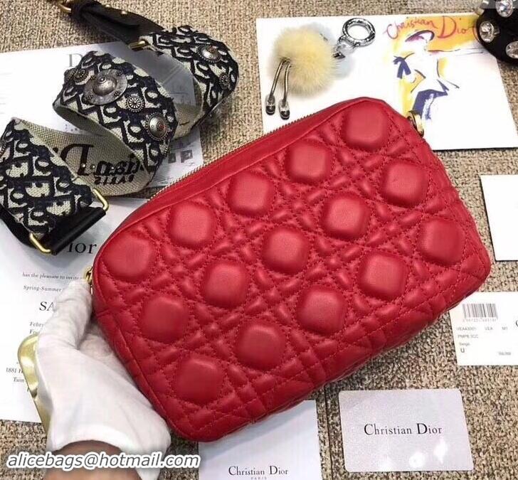 Best Price Dior Diorquake Clutch in Cannage Lambskin 500513 Red 2019