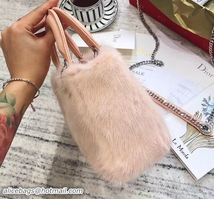 Top Quality Dior Mini Lady Dior Mink Fur Top Handle Bag 500518 Pink 2019