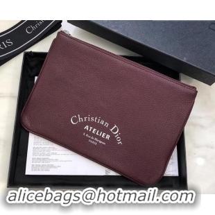 Luxury Dior Atelier Homme Pouch 500521 Burgundy 2019