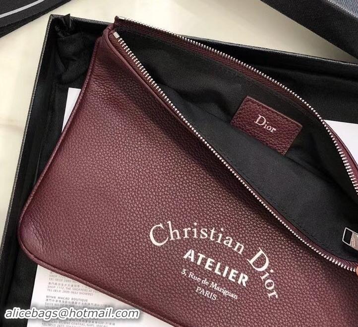 Luxury Dior Atelier Homme Pouch 500521 Burgundy 2019