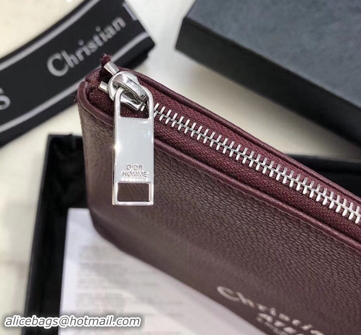 Luxury Dior Atelier Homme Pouch 500521 Burgundy 2019