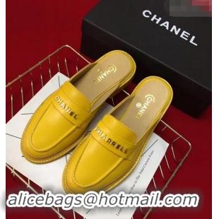 Unique Chanel X Pharrell Capsule Collection Calfskin Slippers G89756 Yellow 2019