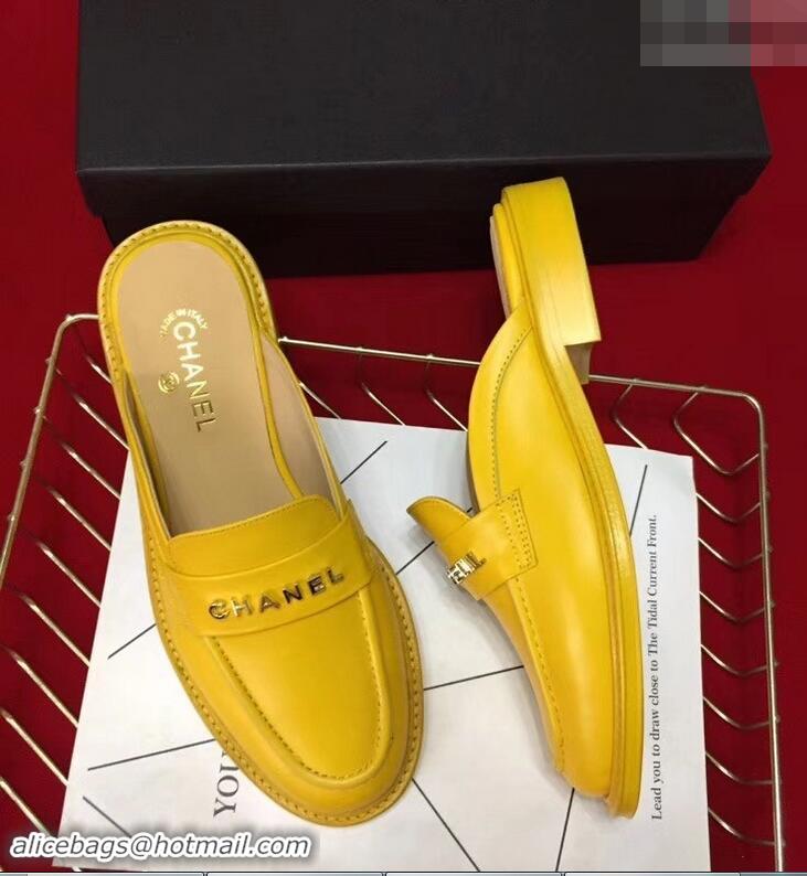 Unique Chanel X Pharrell Capsule Collection Calfskin Slippers G89756 Yellow 2019