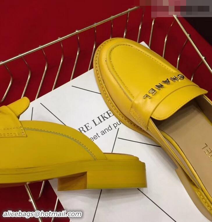 Unique Chanel X Pharrell Capsule Collection Calfskin Slippers G89756 Yellow 2019