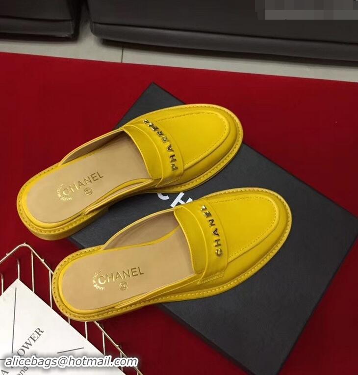 Unique Chanel X Pharrell Capsule Collection Calfskin Slippers G89756 Yellow 2019