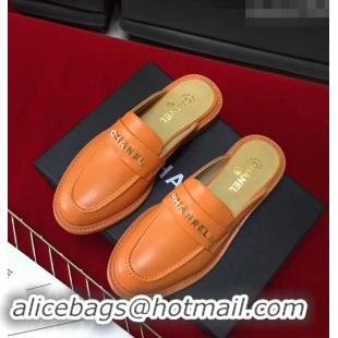 Imitation Chanel X Pharrell Capsule Collection Calfskin Slippers G89756 Orange 2019