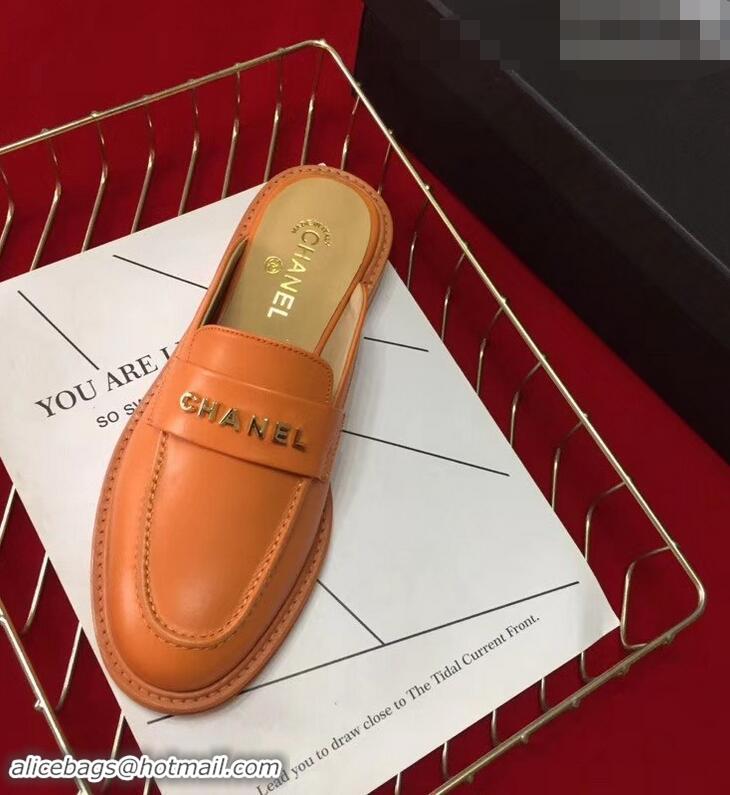 Imitation Chanel X Pharrell Capsule Collection Calfskin Slippers G89756 Orange 2019