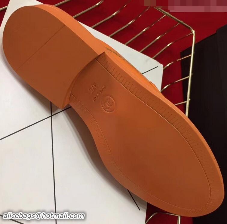 Imitation Chanel X Pharrell Capsule Collection Calfskin Slippers G89756 Orange 2019