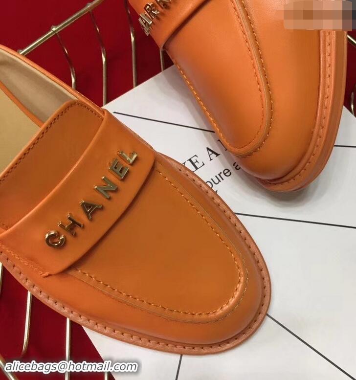 Imitation Chanel X Pharrell Capsule Collection Calfskin Slippers G89756 Orange 2019