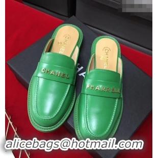 Grade Chanel X Pharrell Capsule Collection Calfskin Slippers G89756 Green 2019