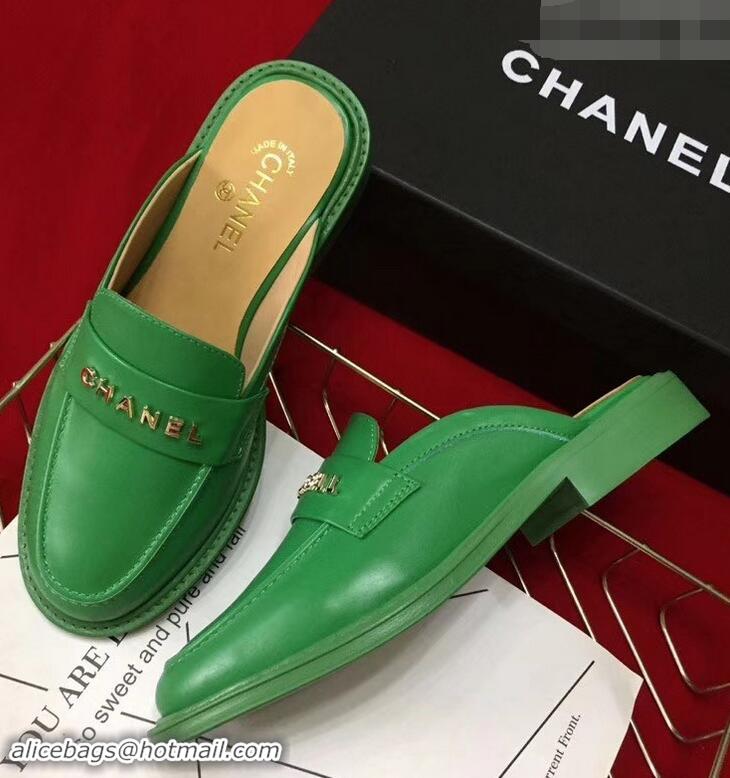 Grade Chanel X Pharrell Capsule Collection Calfskin Slippers G89756 Green 2019