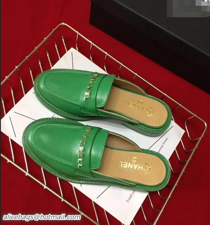 Grade Chanel X Pharrell Capsule Collection Calfskin Slippers G89756 Green 2019