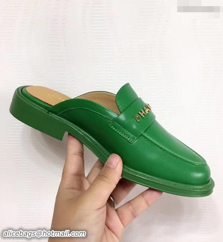 Grade Chanel X Pharrell Capsule Collection Calfskin Slippers G89756 Green 2019