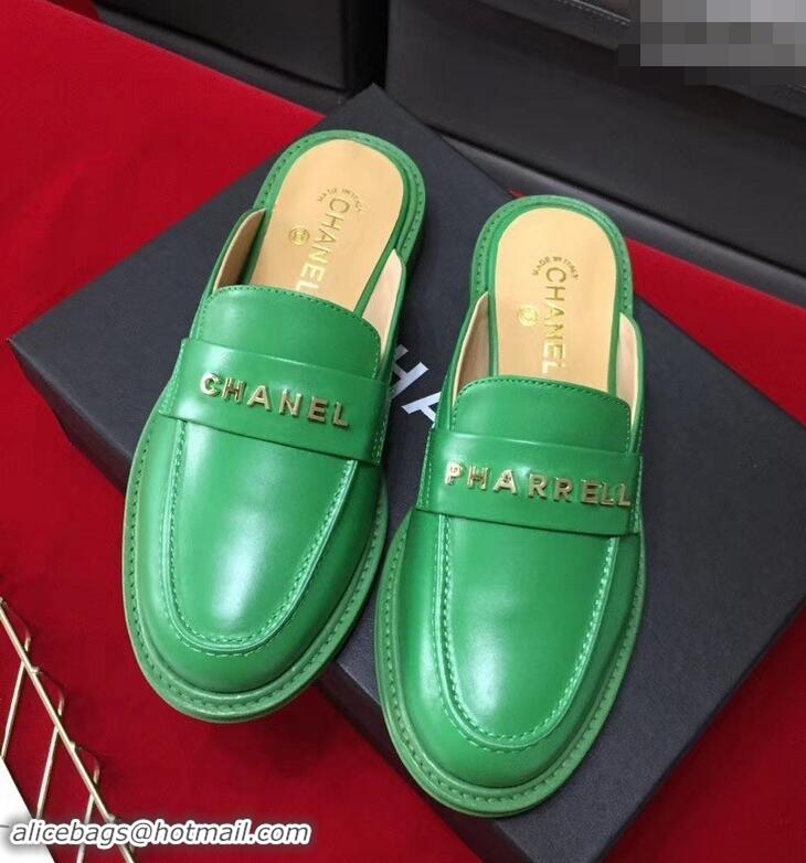 Grade Chanel X Pharrell Capsule Collection Calfskin Slippers G89756 Green 2019