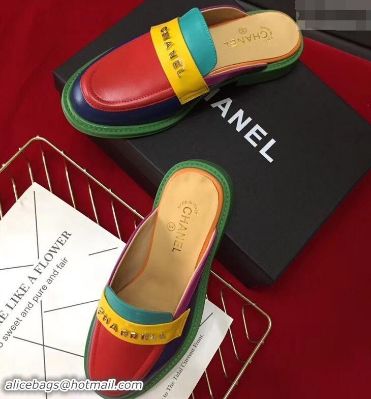 Cheap Chanel X Pharrell Capsule Collection Calfskin Slippers G89756 Multicolor 2019