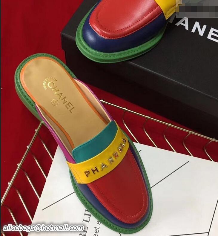 Cheap Chanel X Pharrell Capsule Collection Calfskin Slippers G89756 Multicolor 2019