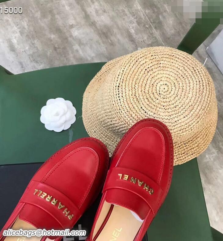 Chic Chanel X Pharrell Capsule Collection Calfskin Slippers G89756 Red 2019