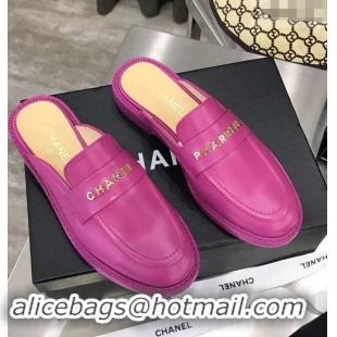 Market Sells Chanel X Pharrell Capsule Collection Calfskin Slippers G89756 Purple 2019