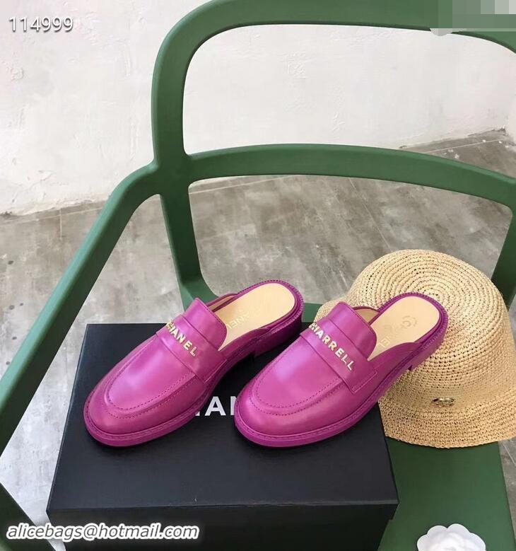 Market Sells Chanel X Pharrell Capsule Collection Calfskin Slippers G89756 Purple 2019