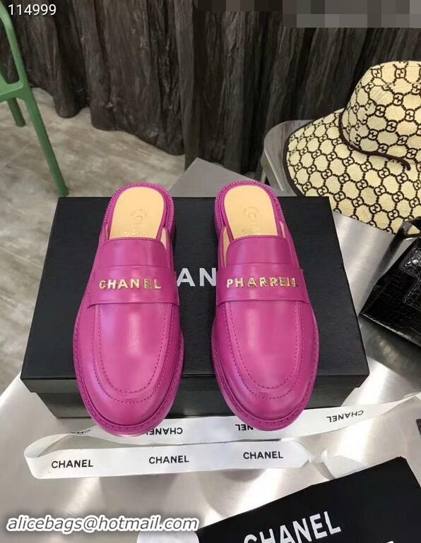 Market Sells Chanel X Pharrell Capsule Collection Calfskin Slippers G89756 Purple 2019