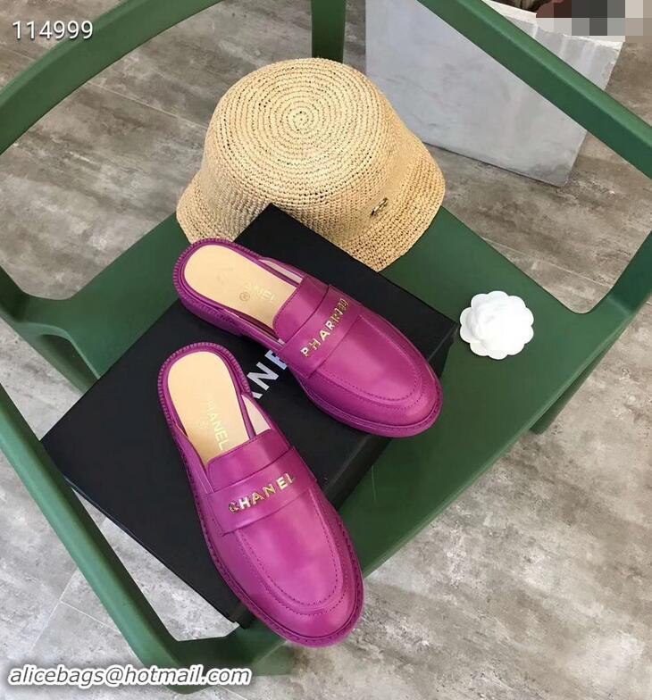 Market Sells Chanel X Pharrell Capsule Collection Calfskin Slippers G89756 Purple 2019