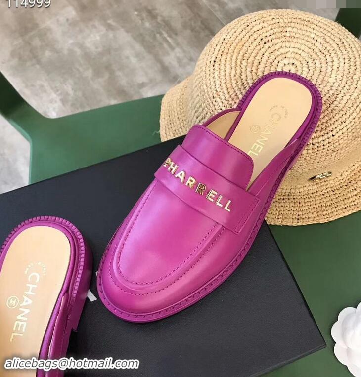 Market Sells Chanel X Pharrell Capsule Collection Calfskin Slippers G89756 Purple 2019