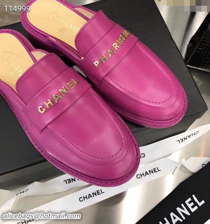 Market Sells Chanel X Pharrell Capsule Collection Calfskin Slippers G89756 Purple 2019