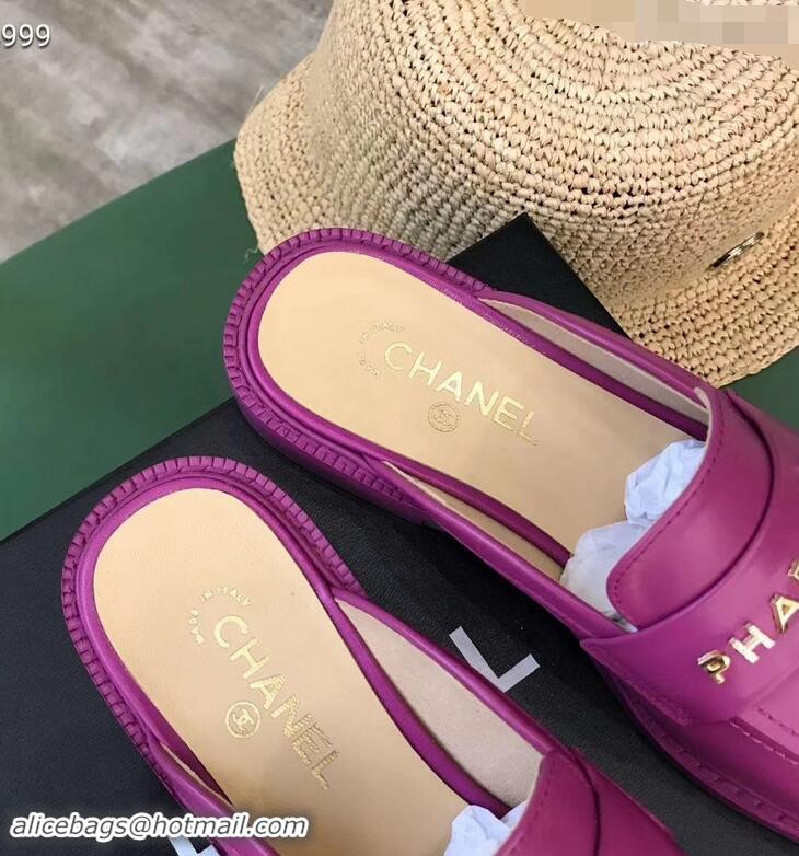 Market Sells Chanel X Pharrell Capsule Collection Calfskin Slippers G89756 Purple 2019