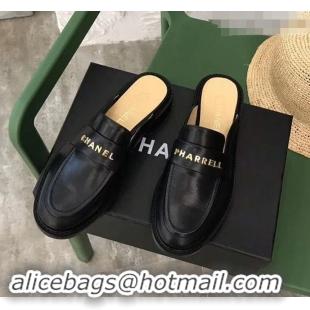 Inexpensive Chanel X Pharrell Capsule Collection Calfskin Slippers G89756 Black 2019