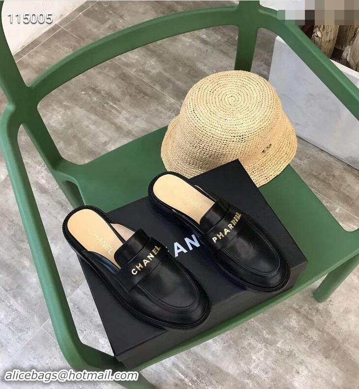 Inexpensive Chanel X Pharrell Capsule Collection Calfskin Slippers G89756 Black 2019