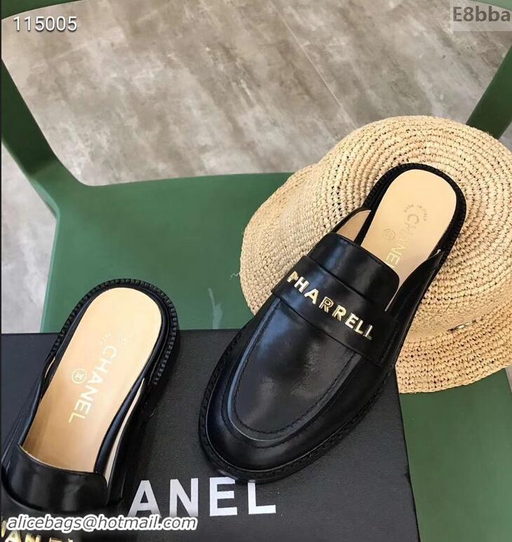 Inexpensive Chanel X Pharrell Capsule Collection Calfskin Slippers G89756 Black 2019