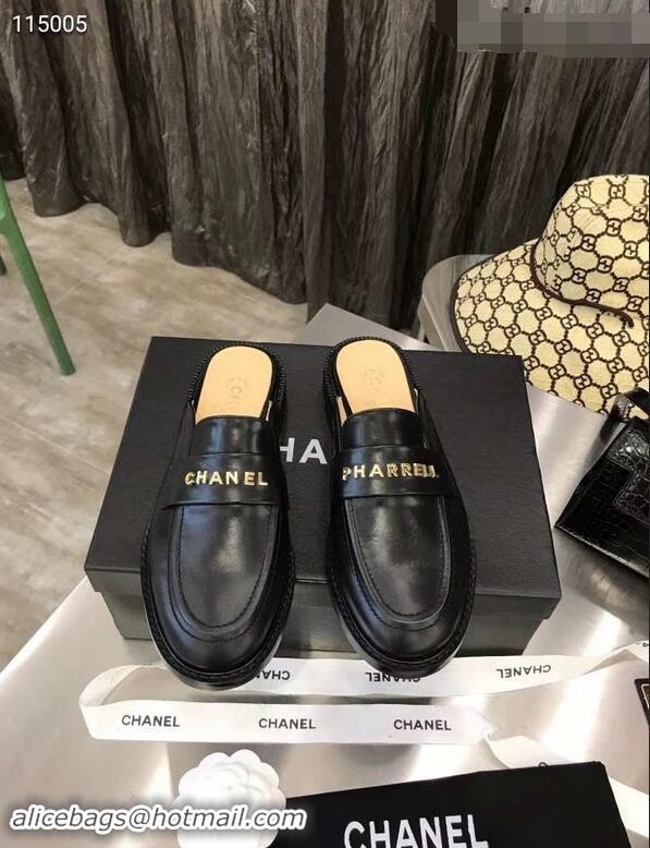 Inexpensive Chanel X Pharrell Capsule Collection Calfskin Slippers G89756 Black 2019