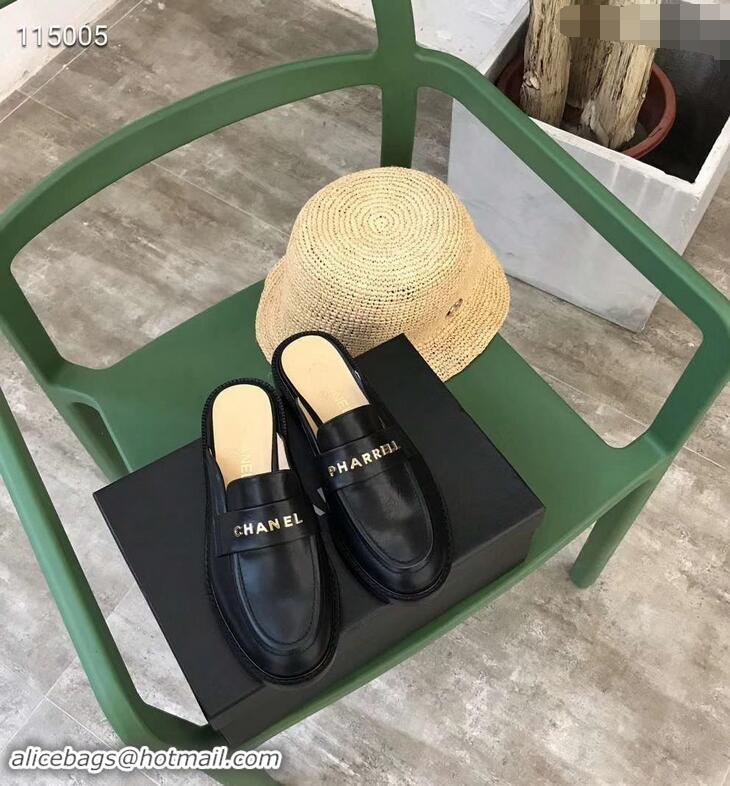 Inexpensive Chanel X Pharrell Capsule Collection Calfskin Slippers G89756 Black 2019