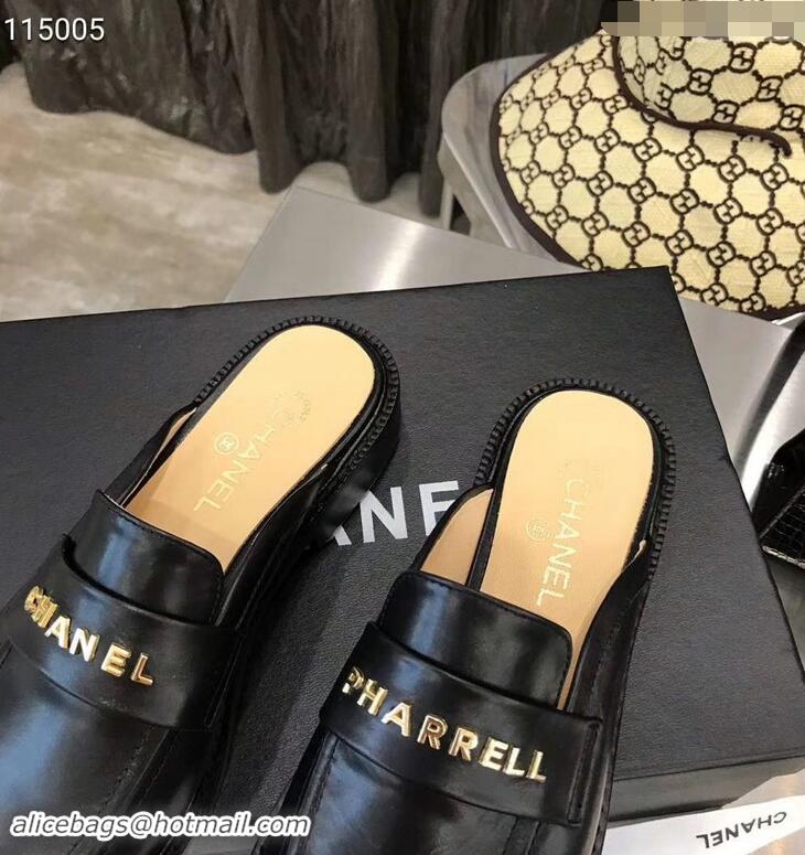 Inexpensive Chanel X Pharrell Capsule Collection Calfskin Slippers G89756 Black 2019