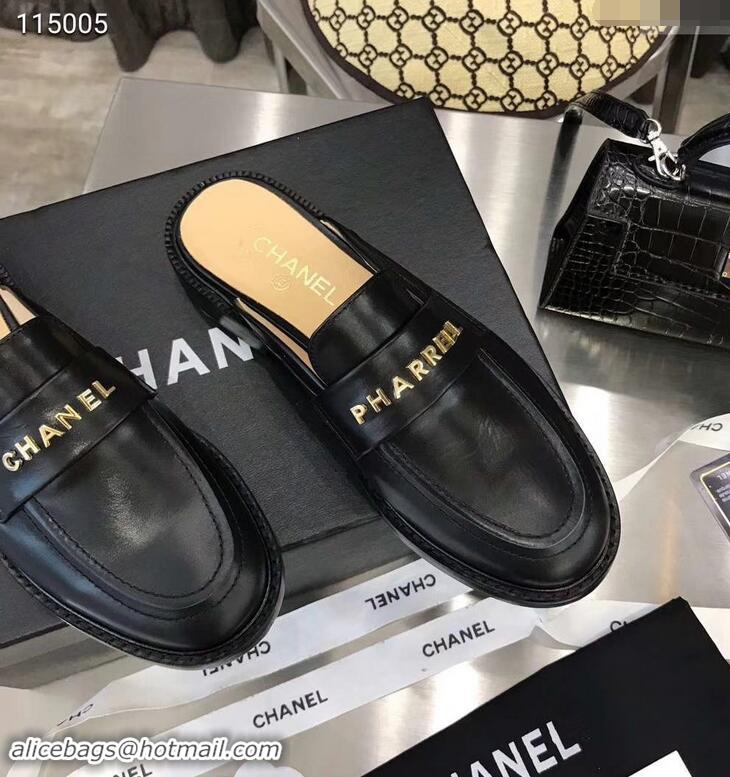 Inexpensive Chanel X Pharrell Capsule Collection Calfskin Slippers G89756 Black 2019