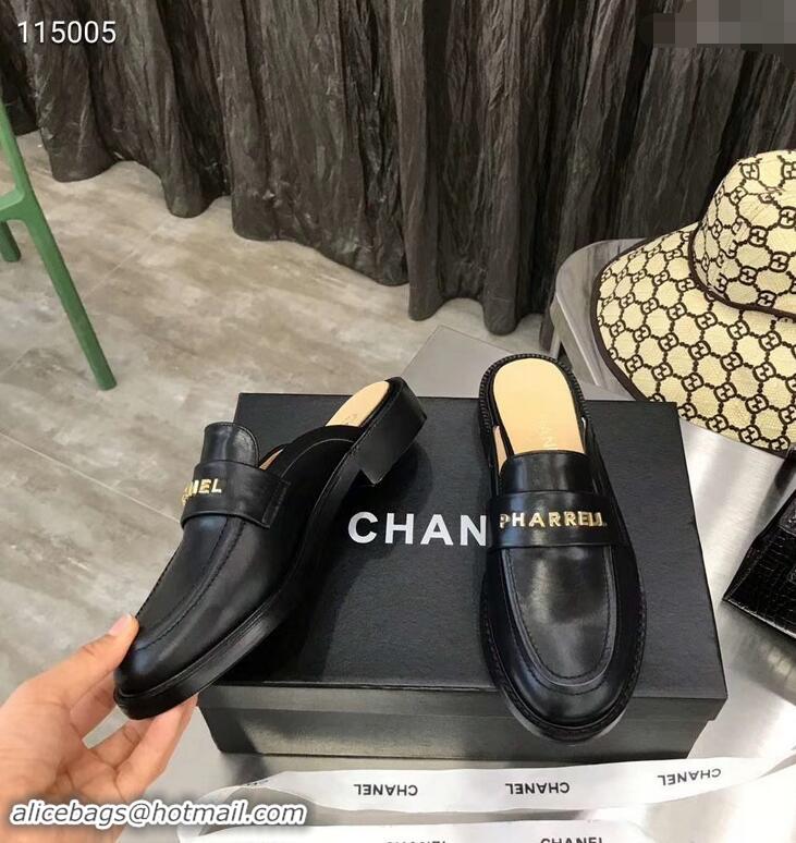 Inexpensive Chanel X Pharrell Capsule Collection Calfskin Slippers G89756 Black 2019