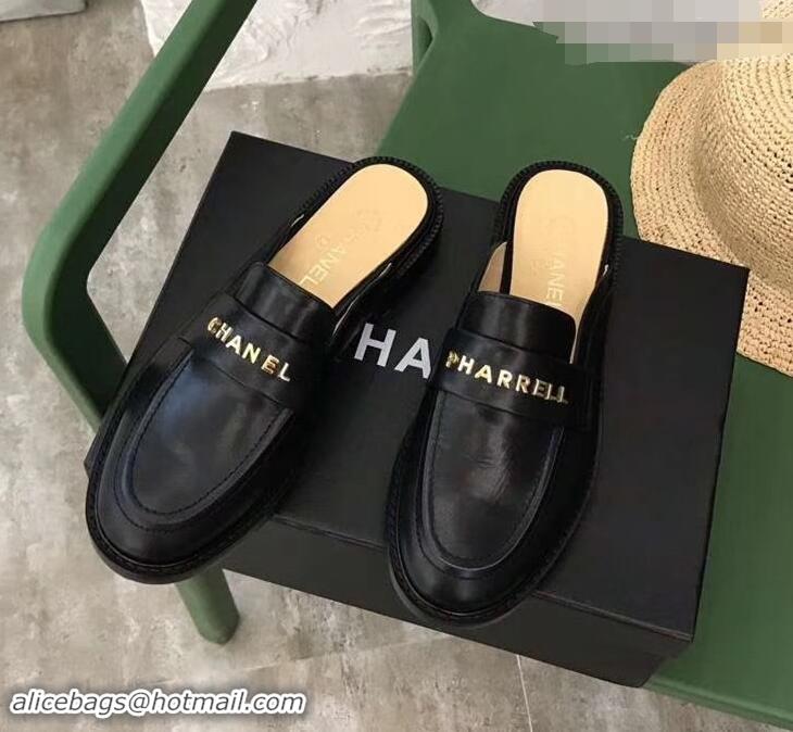 Inexpensive Chanel X Pharrell Capsule Collection Calfskin Slippers G89756 Black 2019